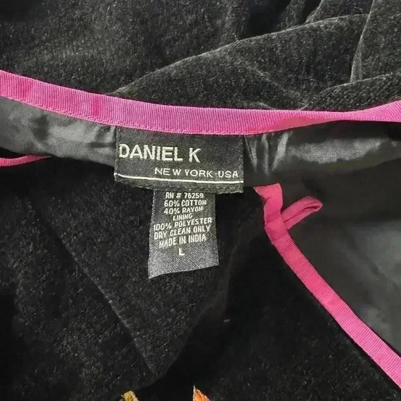 Vintage Daniel k cat embroidered black jacket women’s large boho artsy autumn - Picture 7 of 8